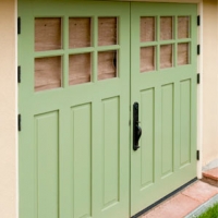painted green carriage doors