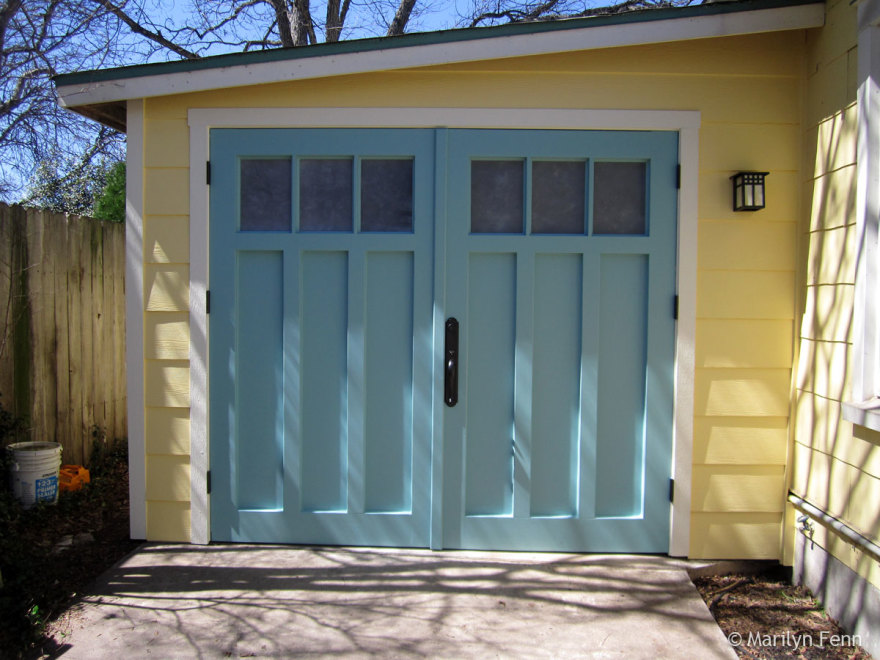 Our new garage doors with new painted trim