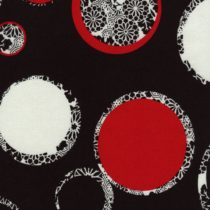 Patterned circles in red, black and white