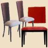 Dining Chairs and Stool in Orange Microsuede