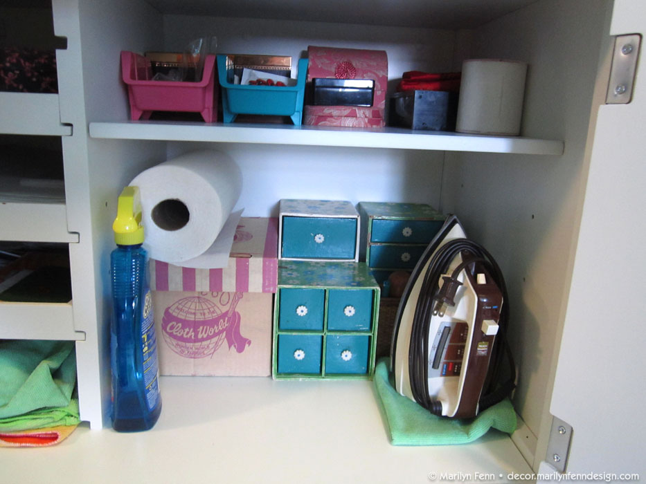 Sewing aid storage and cleaning supplies