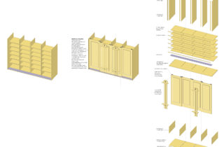 Interior Illustration-Studio Shelving System, base cabinet unit-sub-assemblies