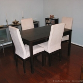 New table, chairs, and credenza