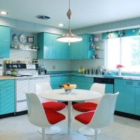 Blue steel kitchen cabinet design
