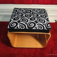 Black and white scroll cushion